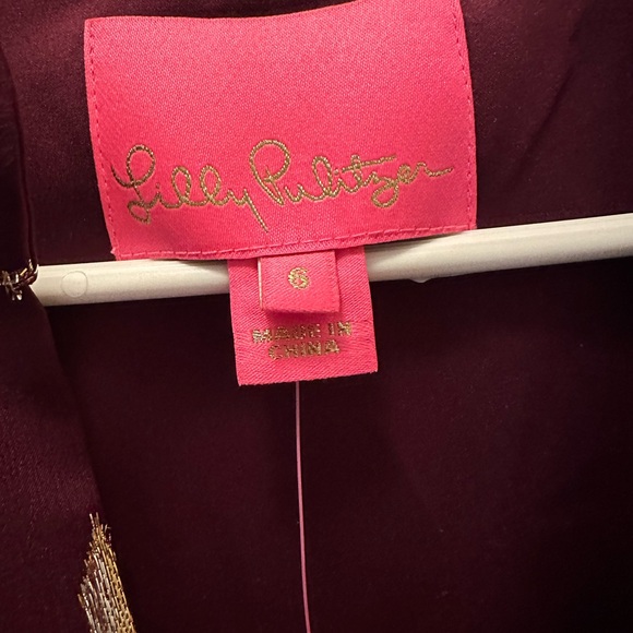 NWT LILLY PULITZER SHEA SILK DRESS SIZE 6 CABERNET BERRY METALLIC DIAMOND CLIP - Picture 5 of 11